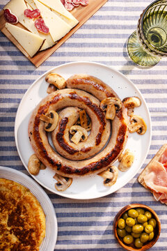 Catalan cuisine feast with botifarra and tortilla