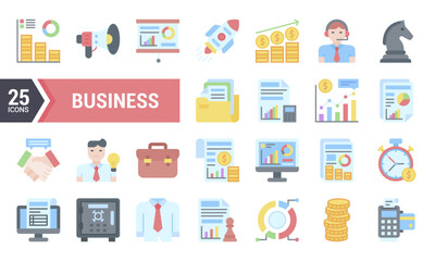 25 Flat Icons for Business Growth and Strategy.