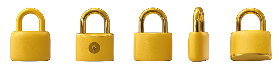 Four yellow padlocks