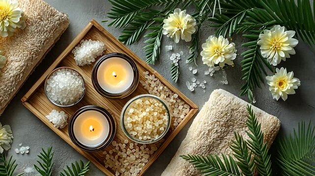 Spa Day Relaxation:Candles, Salts, and Towels