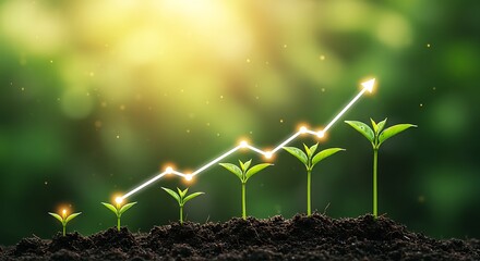 Financial Growth Illustration with Blue Columns and Rising Lines Representing Market Trends and Investment Performance on a Dark Background