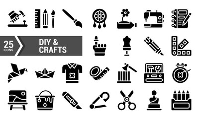 25 DIY & Crafts Glyph Icons for Creative Projects.