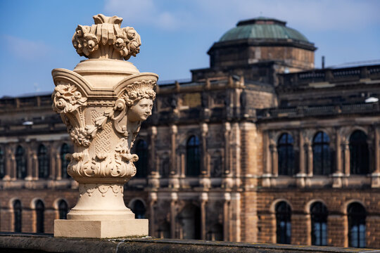 Ornate sculpture at palace zwinger in dresden, germany