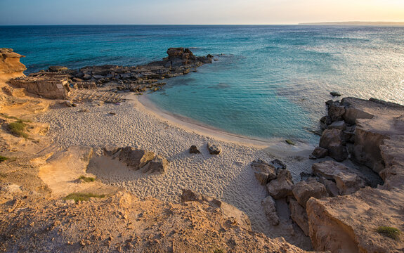 Serene beach view at Calo des Mort, Spain