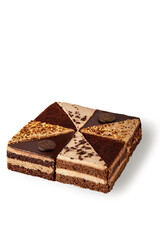 Indulge in these exquisite chocolate layered cake slices that amaze