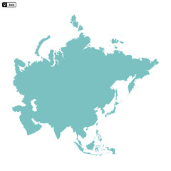 Asia continent map vector isolated on transparent background