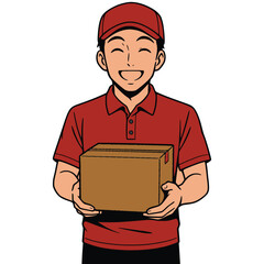 Smiling Delivery Courier Bringing Packages with a Friendly Touch, Powered by Generative AI