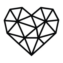 Geometric Heart Icon, Vector, Illustration, Icon, Outline, Line Art, Silhouette, Logo, White Background.
