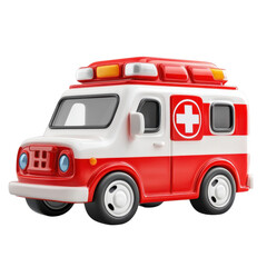 Cartoon Ambulance Toy Red and White Healthcare Transportation Emergency on transparent background
