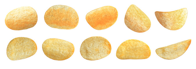 potato chips isolated on white background