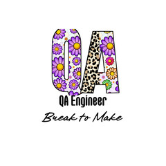 QA Initialisms with Colorful Flowers and Leopard Print Design