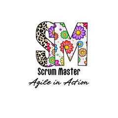 SM Monogram Design with Leopard Print and Flowers