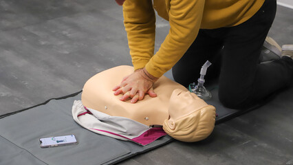 Naklejka premium first aid course - company safety - cardiac massage - Basic Life Support