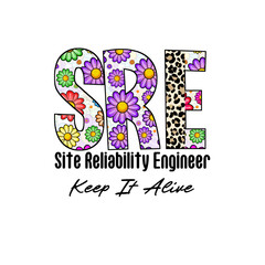 Colorful Floral and Leopard Print Design SRE Initial Monogram