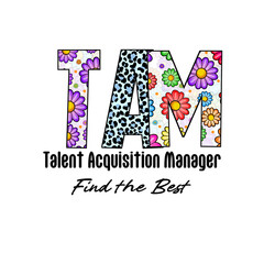 Fototapeta premium Colorful Name TAM with Floral and Leopard Print Design