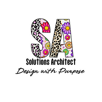 Colorful SA Initial Letters with Leopard Print and Flowers Design