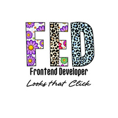 FED Letters with Floral and Leopard Print Designs
