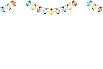 カラフル　提灯　飾り　日本　お祭り　イラスト