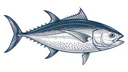 Swirling Tunnel of Tuna Shapes in Vibrant Blue Palette