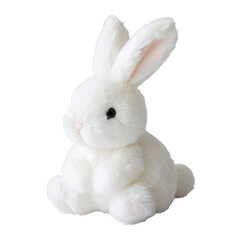 Obraz premium Soft White Bunny Plush Toy Illustration on Transparent Background