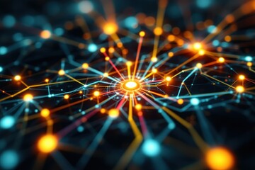 Abstract network connections with glowing nodes and lines