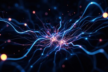 Abstract energetic lines and particles in vibrant colors