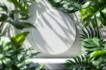 Circular Wall D?cor Surrounded by Green Leaves