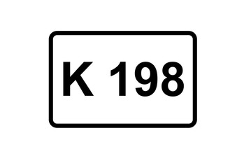 Illustration eines Kreisstraßenschildes der K 198 in Deutschland	
