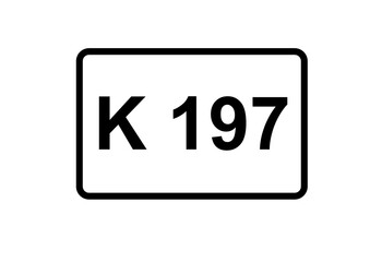 Illustration eines Kreisstraßenschildes der K 197 in Deutschland	
