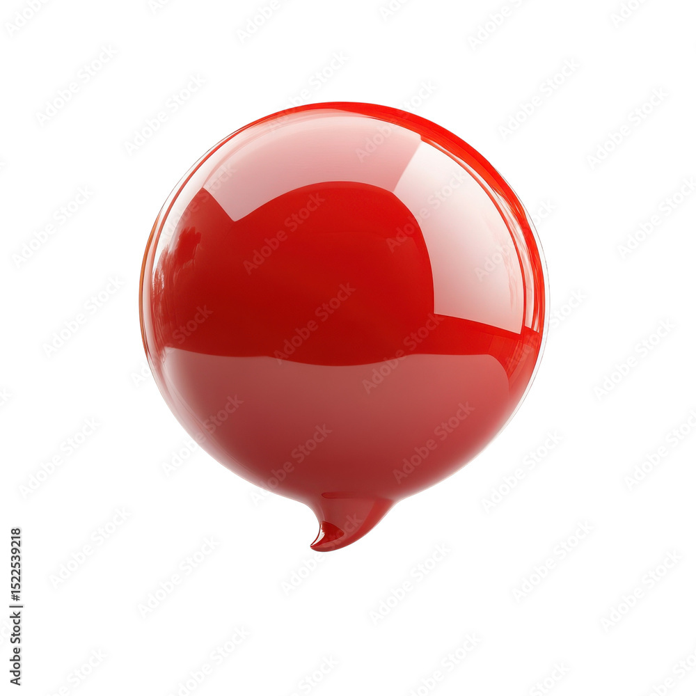 Poster red glossy speech bubble conversation design talking balloon dialogue on transparent background