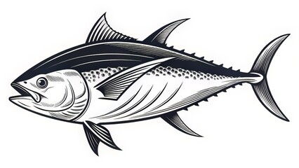 Fototapeta premium Clean Yellowfin Tuna Poster with Soft Shadows on Turquoise