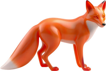 A refined fire opal fox sculpture with smooth curves and sharp tail, poised alertly. 
