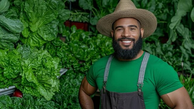 Happy Farmer Amidst Lush Greens
