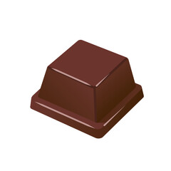 Chocolate cube vector illustration of sweet brown dessert isolated on white background realistic cocoa candy block design