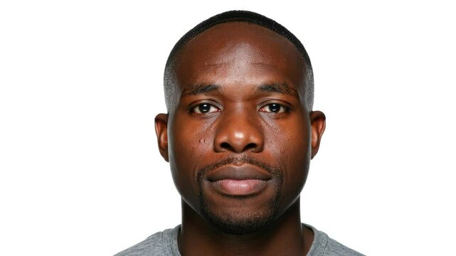 Sequence of changing male portraits in documentary style on white background, forming a visual timeline of diverse faces.