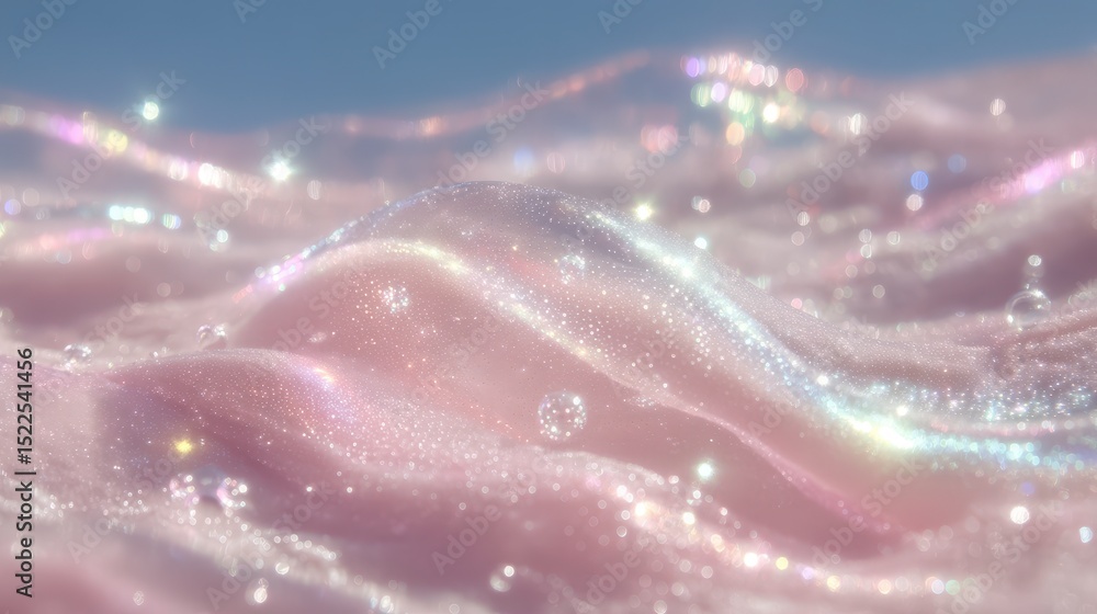 Poster sparkling pink foam texture abstract background with bubbles shimmer and light