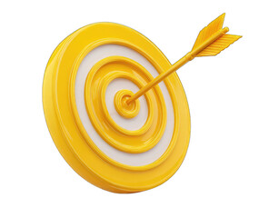 A vibrant yellow target with a centered orange arrow