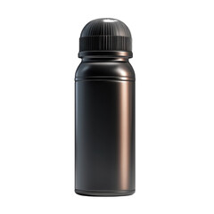 Sleek Black Bottle Product Mockup for Supplements or Cosmetic Minimalist on transparent background