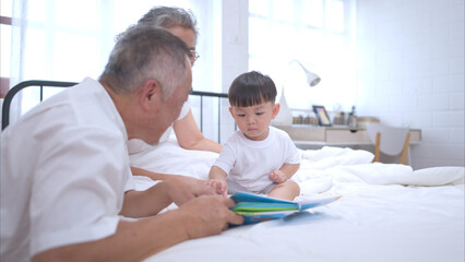 Before putting the kids to bed, grandparents, and kid unwind and play