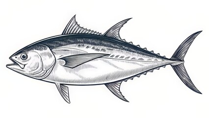 Sleek Blue Tuna on White Gradient with Minimal Design