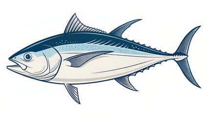Naklejka premium A detailed yet simple tuna vector with fine contour shaping and realistic silhouette.