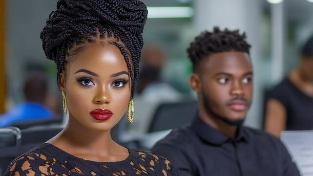 Stylish African Couple Portrait in Office Setting
