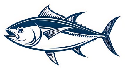 Fototapeta premium A compact fish graphic for use in marine branding, rendered in bold strokes with symmetrical features.