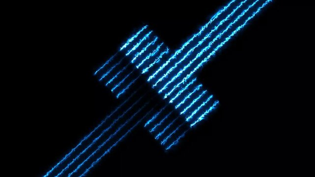 Abstract neon line animated on a black background. moving screen saver glowing neon digital line animation
