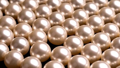 Close-up of many round pearls in a grid pattern