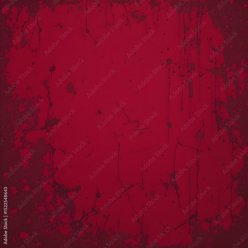 Poster an abstract grunge texture background in deep crimson tones, featuring intricate patterns of aged cr