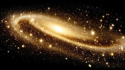 Fototapeta premium Golden Galaxy Nebula Cosmic Background Space Stars Night Sky Astronomy Universe Spi