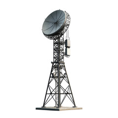 Satellite dish network communication tower telescope antenna signal metal on transparent background