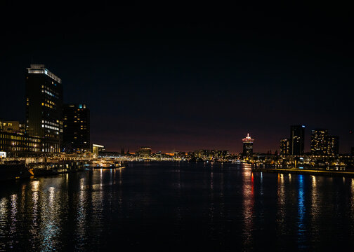 Amsterdam, IJ by night