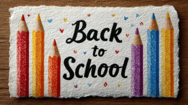 Colorful back to school sign created with pencils and heart designs inspires students for a new academic year